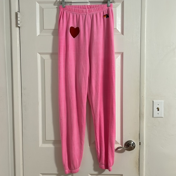 ❤️Aviator Nation Heart Embroidered Sweatpants HTF NWOT $225 - Picture 3 of 6